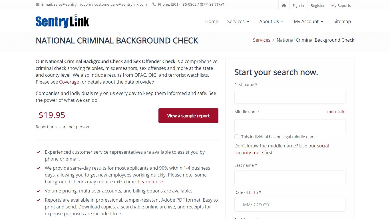 National Criminal Background Check - SentryLink